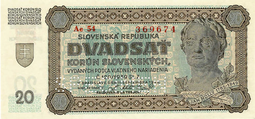 Slovakia P-7s 20 Korun 11.09.1942