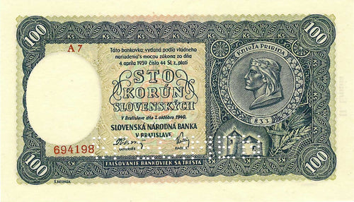 Slovakia P-11s 100 Korun 07.10.1940