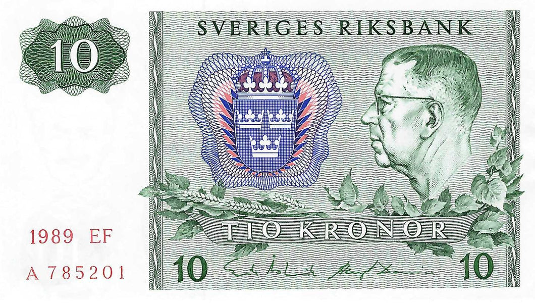 Sweden P-52e 10 Kronor 1989