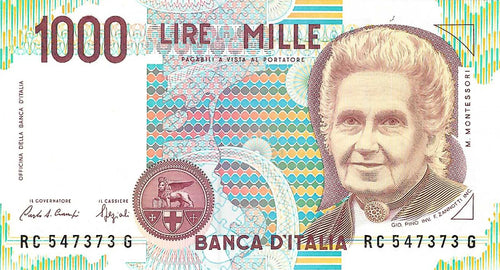 Italy P-114a 1000 Lire D 1990