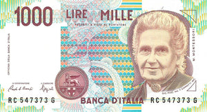 Italy P-114a 1000 Lire D 1990