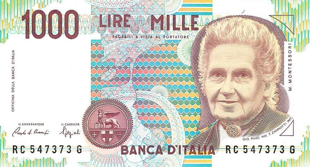 Italy P-114a 1000 Lire D 1990