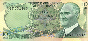 Turkey P-186 10 Lira L 1970 (1975)