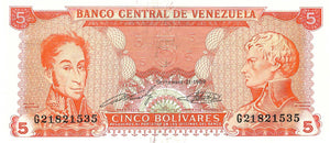 Venezuela 5 Bolivares 21.09.1989