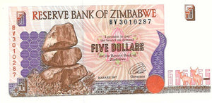 Zimbabwe P-5b 5 Dollars  1997