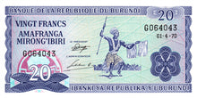 Burundi / P-21b / 20 Francs / 01.04.1970