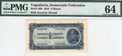 Yugoslavia / P-049b / 5 Dinara / 1944