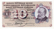 Switzerland P-45p 10 Franken 05.1.1970 No 000055