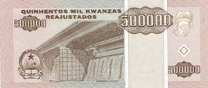 Angola / P-140 / 500'000 Kwanzas Reajustados / 01.05.1995