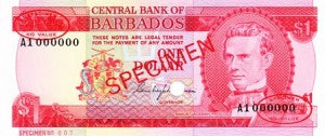 Barbados / P-29s / 1 Dollar / ND (1973) SPECIMEN