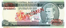 Barbados / P-31s / 5 Dollars / ND (1973) SPECIMEN