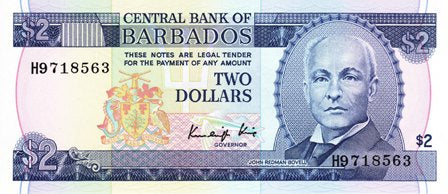 Barbados / P-36 / 2 Dollars / ND (1986)