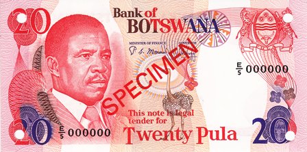 Botswana / P-10s2 / 20 Pula / ND (1982) / SPECIMEN