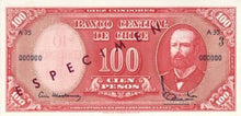 Chile / P-127s / 10 Centimos on 100 Pesos / ND (1960-61) / SPECIMEN