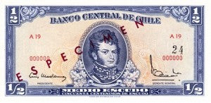 Chile / P-134s / 1/2 Escudo / ND / SPECIMEN