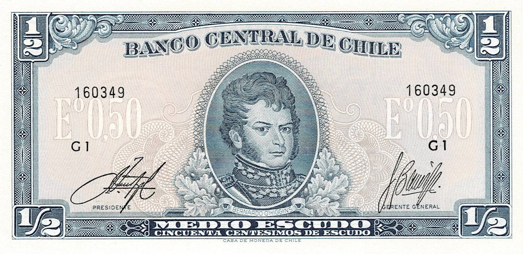 Chile P-134Aa 1/2 Escudo ND