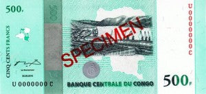 Congo Democratic Republic / P-100s / 500 Francs / 30.06.2010 / SPECIMEN