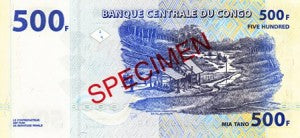 Congo Democratic Republic / P-096s / 500 Francs / 04.01.2002 / SPECIMEN
