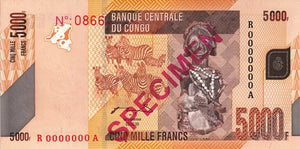 Congo Democratic Republic / P-102s / 5'000 Francs / 02.02.2005 (2012) / SPECIMEN