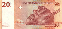 Congo Democratic Republic / P-088s / 20 Francs / 01.11.1997 (1998) / SPECIMEN