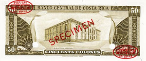 Costa Rica / P-232s / 50 Colones / ND (1965-70) / SPECIMEN