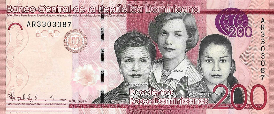 Dominican Republic P-191a 200 Pesos Dominicanos 2014