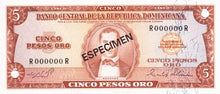 Dominican Republic / P-100s2 / 5 Pesos Oro / ND (1964-74) / SPECIMEN