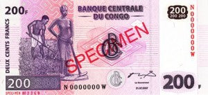 Congo Democratic Republic / P-099s / 200 Francs / 31.07.2007 / SPECIMEN