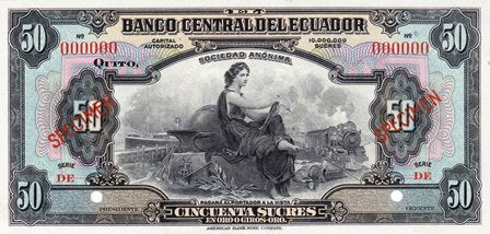 Ecuador / P-087s / 50 Sucres / ND (1928-36) / SPECIMEN