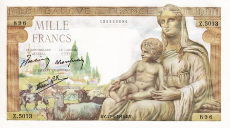 France / P-102 / 1'000 Francs / 29.04.1943