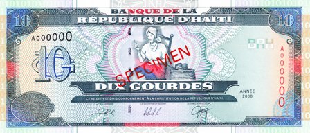 Haiti / P-265as / 10 Gourdes / 2000 / SPECIMEN