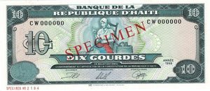 Haiti P-256s 10 Gourdes 1999