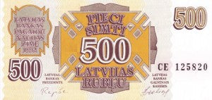 Latvia / P-42 / 500 Rublei / 1992