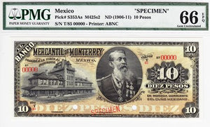 Mexico / P-S0353As / 10 Pesos / ND  / SPECIMEN
