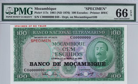 Mozambique / P-117s / 100 Escudos / 27.03.1961 / SPECIMEN