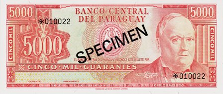 Paraguay P-CS1 5'000 Guaranis L 1952