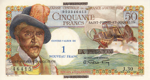 Saint Pierre and Miquelon / P-30b / 1 Nouveau Franc on 50 Francs / ND (1960)