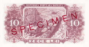 Romania / P-088s / 10 Lei / 1952 / SPECIMEN