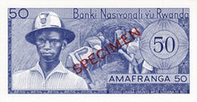 Rwanda / P-07s1 / 50 Francs / 31.03.1966 / SPECIMEN