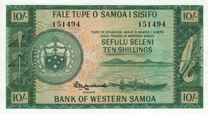 Western Samoa / P-13a / 10 Shillings / ND (1963)