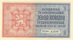 Bohemia and Moravia / P-01b / 1 Koruna / ND (1939) / machine overprint