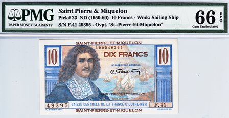 Saint Pierre and Miquelon P-23 10 Francs ND (1950-60)