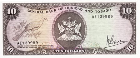 Trinidad and Tobago P-32a 10 Dollars L 1964 (1977)