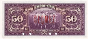 Turkey / P-142As / 50 Lira / L 1930 / SPECIMEN