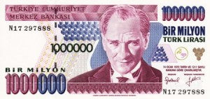 Turkey / P-209 / 1'000'000 Lira / L 1970 (1995)