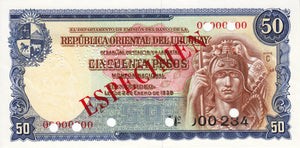 Uruguay / P-044 As / 50 Pesos / L 1939 (1967) / SPECIMEN