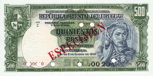Uruguay P-40bs 500 Pesos L 1939