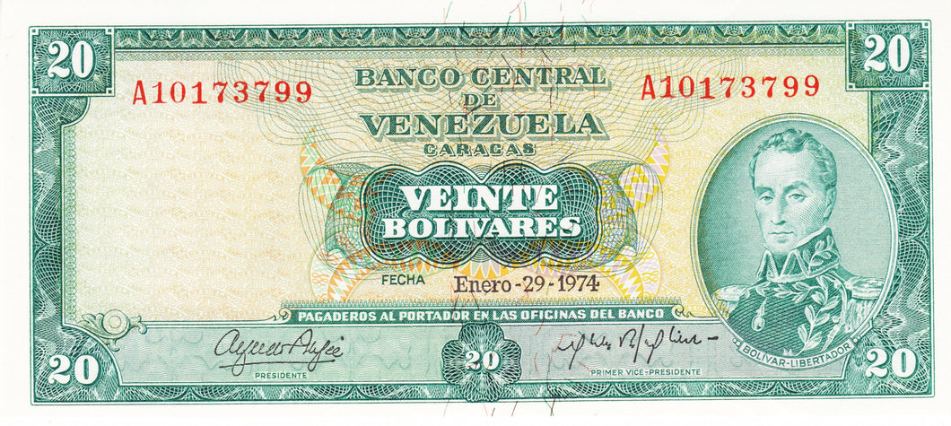 Venezuela / P-046e / 20 Bolivares / 29.01.1974