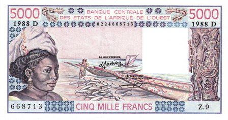 West African States / Mali / P-407Da / 5'000 Francs / 1988