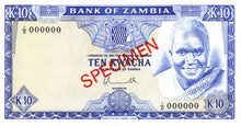 Zambia / P-22 / 10 Kwacha / ND (1976) / SPECIMEN